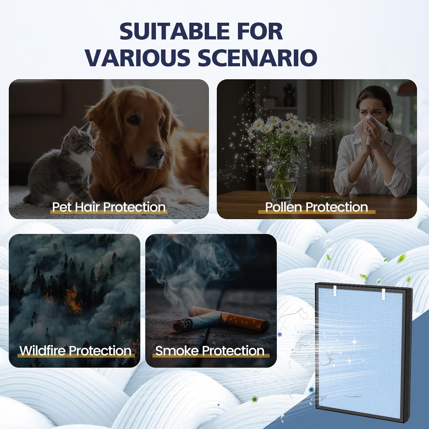 2 Pack HSP002 Replacement Filter Compatible with HATHASPACE HSP002 Smart Air Purifiers, 4-in-1 HEPA and Activated Carbon Filter - Image 7