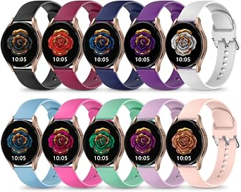 HSWAI 20mm Quick Release Silicone Compatible with Samsung Galaxy Active 2 Watch Bands, Galaxy Watch 7/6/5/4/FE Band 40mm 44mm, Galaxy Watch 5 Pro 45mm, 10 Pack Soft Sport Strap for Women Men