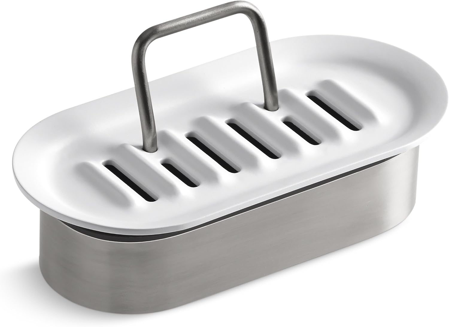 KOHLER Kitchen Sponge or Soap Holder, Caddy, Silicone and Stainless Steel, White