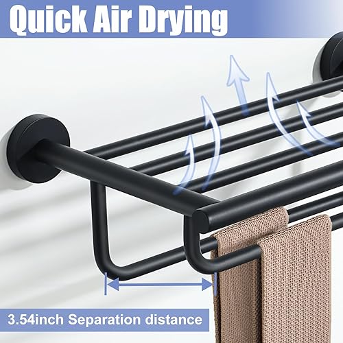 Miniatura 4 de Alise Toallero para lavabo de baño, toallero con barras de toalla dobles para montaje en pared, colgador de toallas de acero inoxidable SUS 304,