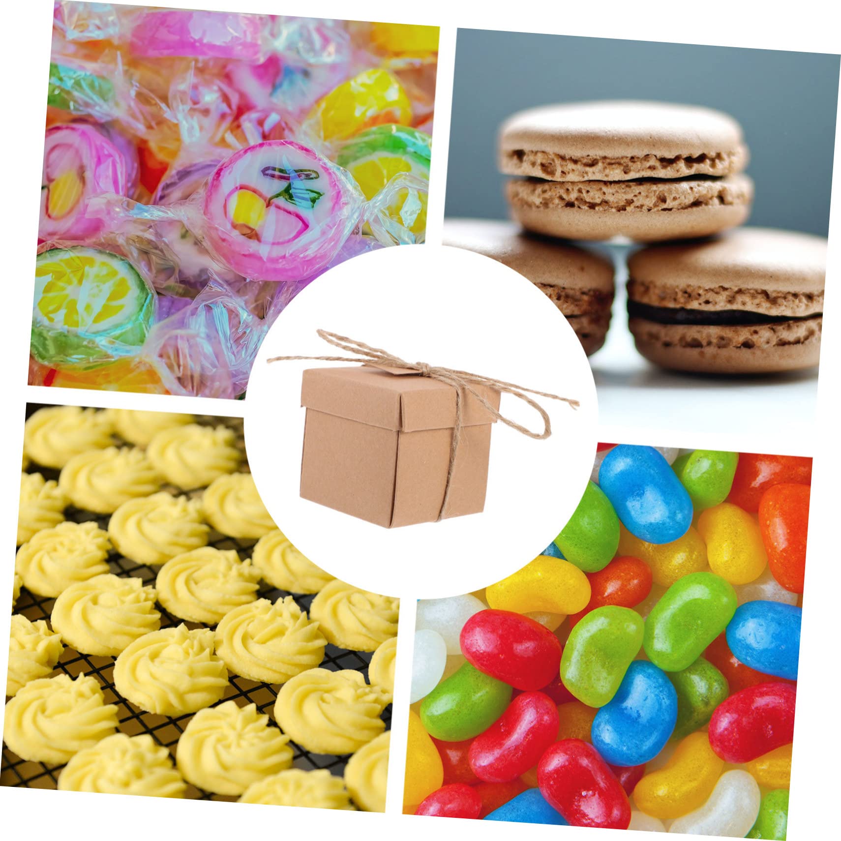 Warmhm 50sätze Kraftpapier-süßigkeiten-verpackungsboxen Geschenkboxen Aus Kraftpapier Mit Seilen Und Tags Für Partygeschenke Kleine Geschenke Wie Süßigkeiten Kekse Schokolade Und