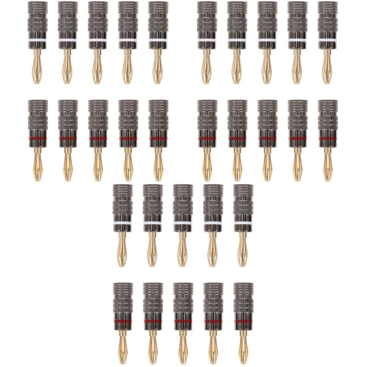 Uonlytech Lot De 3 Fiches Bananes Plates pour Haut-Parleur Connecteur Audio Banane Plaqué Or Facile À Utiliser Et Robuste Pince Banane pour Prise Audio 10 Pièces X 3