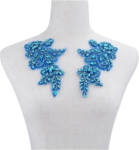 Miniatura 10 de Apliques de diamantes de imitación hechos a mano para coser en parche de encaje de flores de cristal, accesorios de pares multicolor para bricolaje,