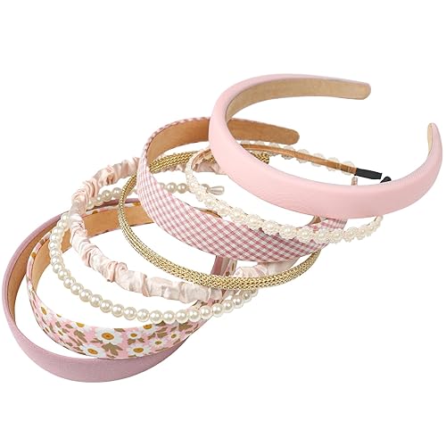 Vagrom 8 diademas para mujeres y niñas, diadema de perlas doradas, diademas de metal con mariposas y flores, accesorios para el cabello de boda para