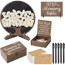 Amyhill 171 Pcs Celebration of Life Decorations Funeral Guest Book for Memorial Service Share a Memory Cards Box Memorial Gifts for Funeral Keepsake Wedding Birthday GraduationTree,Brown