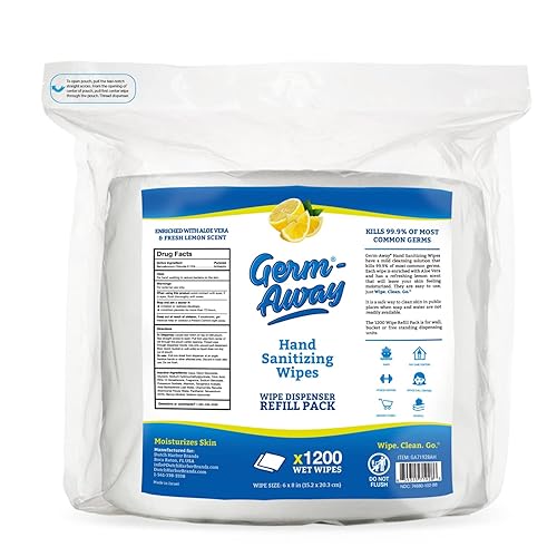 Miniatura 5 de Toallitas desinfectantes para manos, rollo de repuesto de 1200 CT para dispensadores, aloe vera hidratante (aroma a limón) (2400 toallitas por