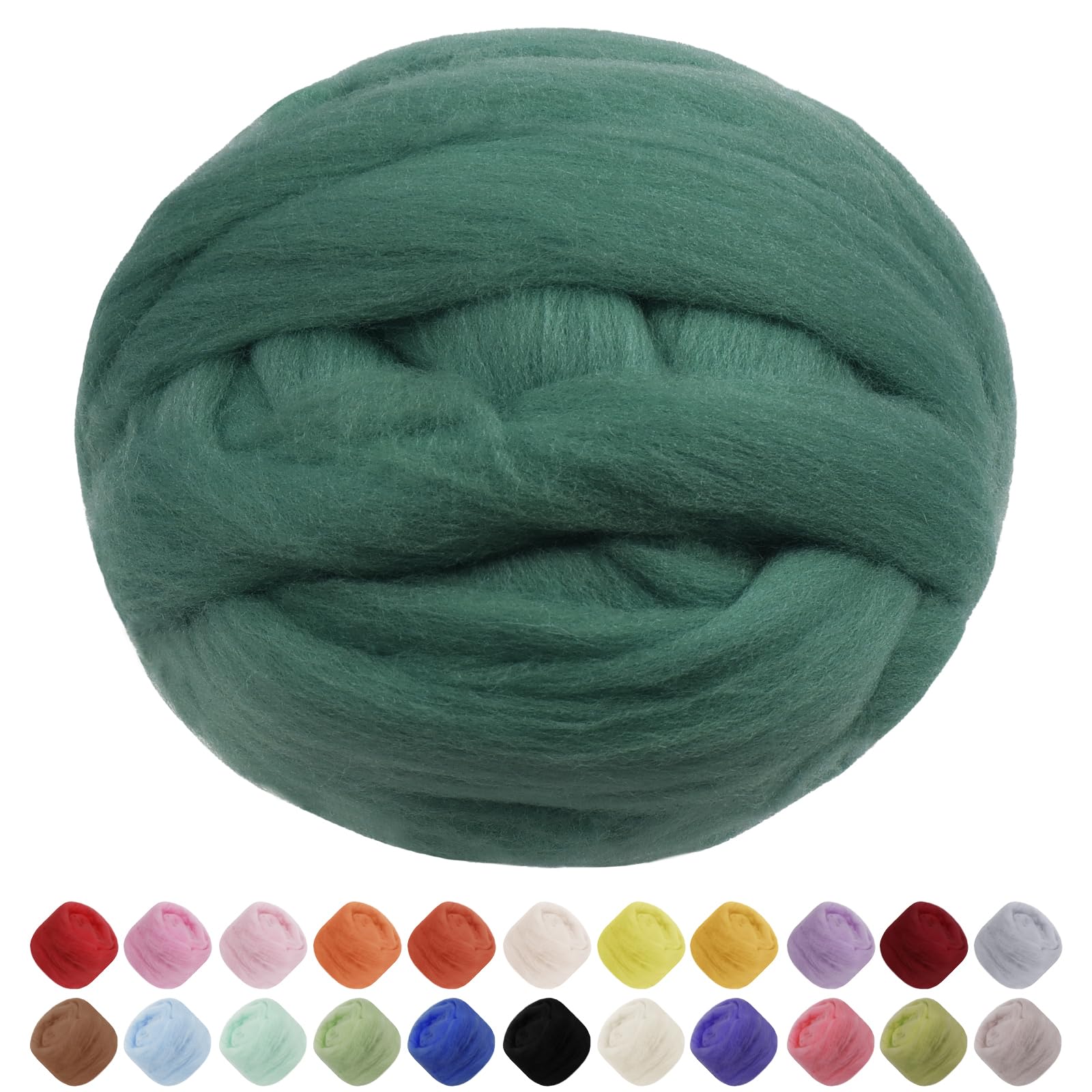 Uiopa Needle Felting Wool, 100g Felting Wool Soft Wool Roving Yarn, Lake Green Wool Roving for Needle Felting, Wet Felting, Felting Projects, DIY Crafts