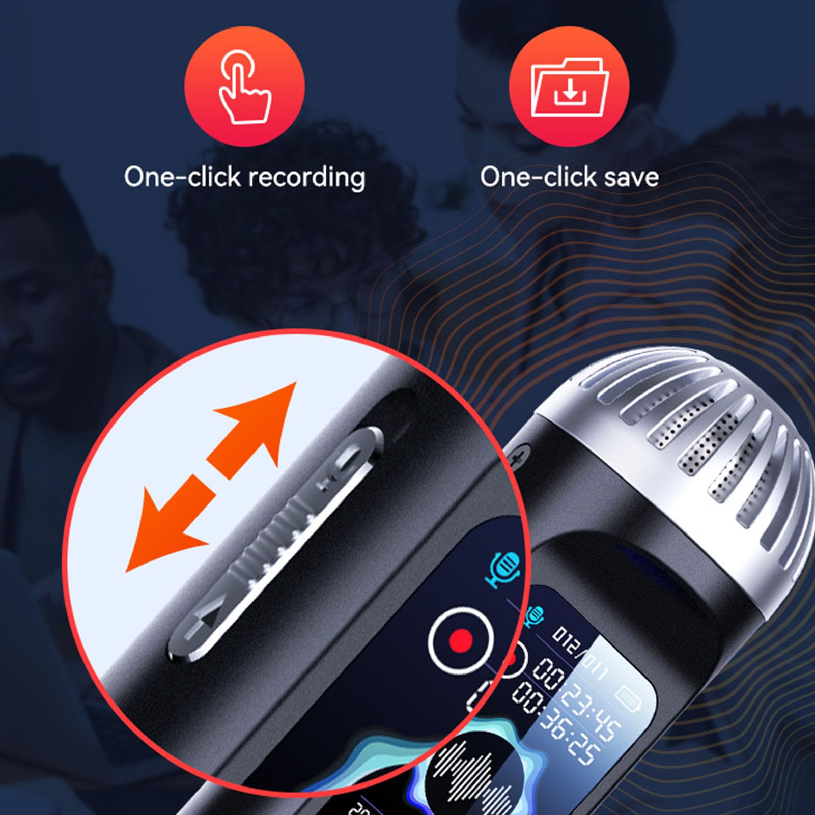 Grabadora Activada por Voz, Reducción de Ruido Grabadora de Voz Portátil de Reproducción de Música HiFi con Micrófono para Reuniones (32GB)