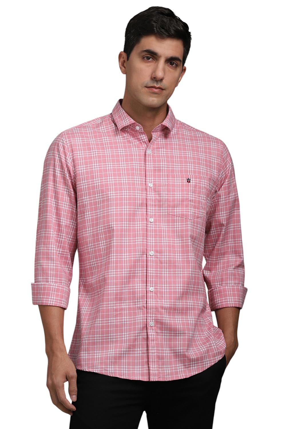 louis philippe Men's Premium Cotton Silk Touch Slim fit Checks Casual Shirt with Natural Stretch-picture-33