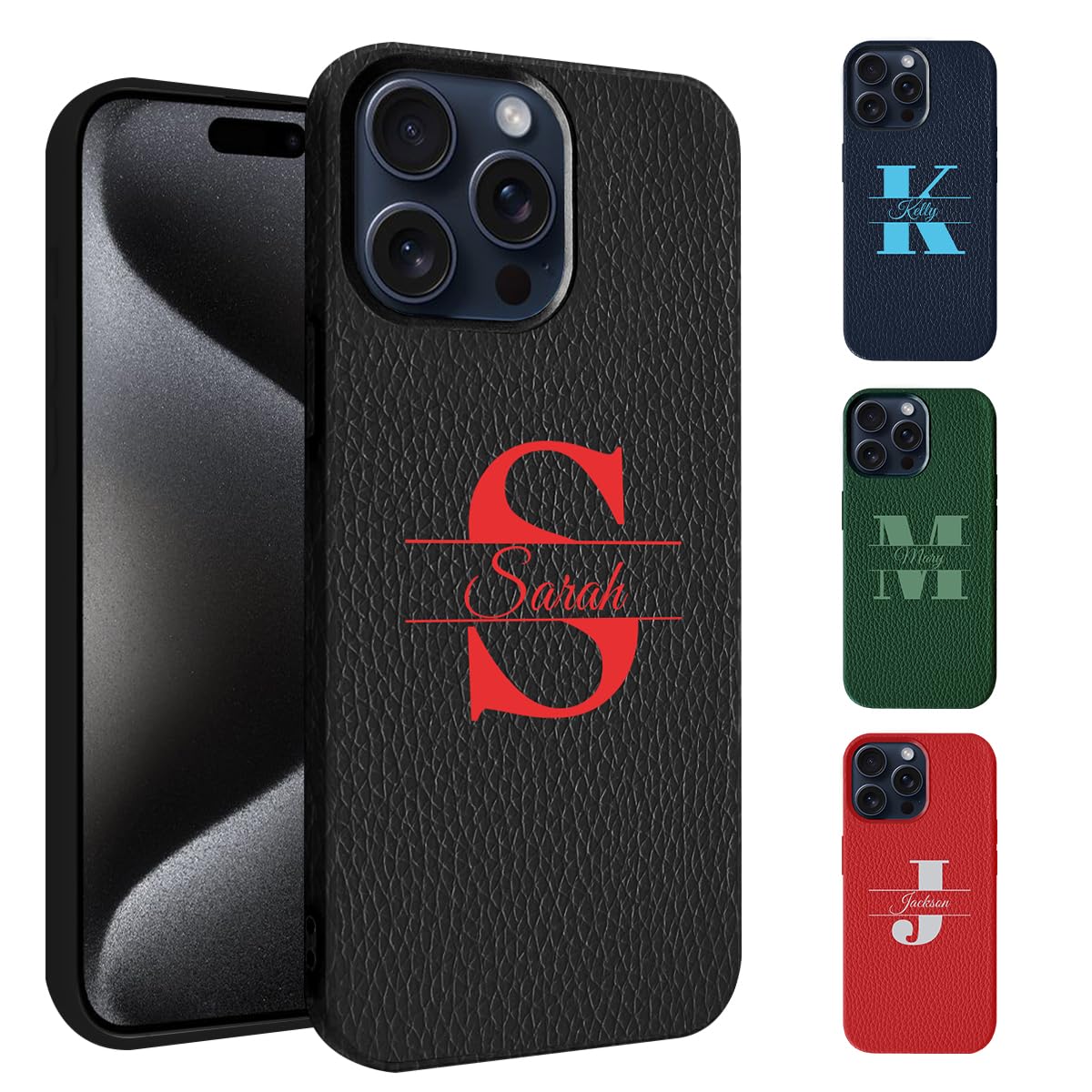 Custom Initial Monogram Phone Case Compatible with iPhone 17 Air 16 15 14 13 12 11 Pro Max Plus, Personalized Luxury Shockproof Cover, 4 Colors