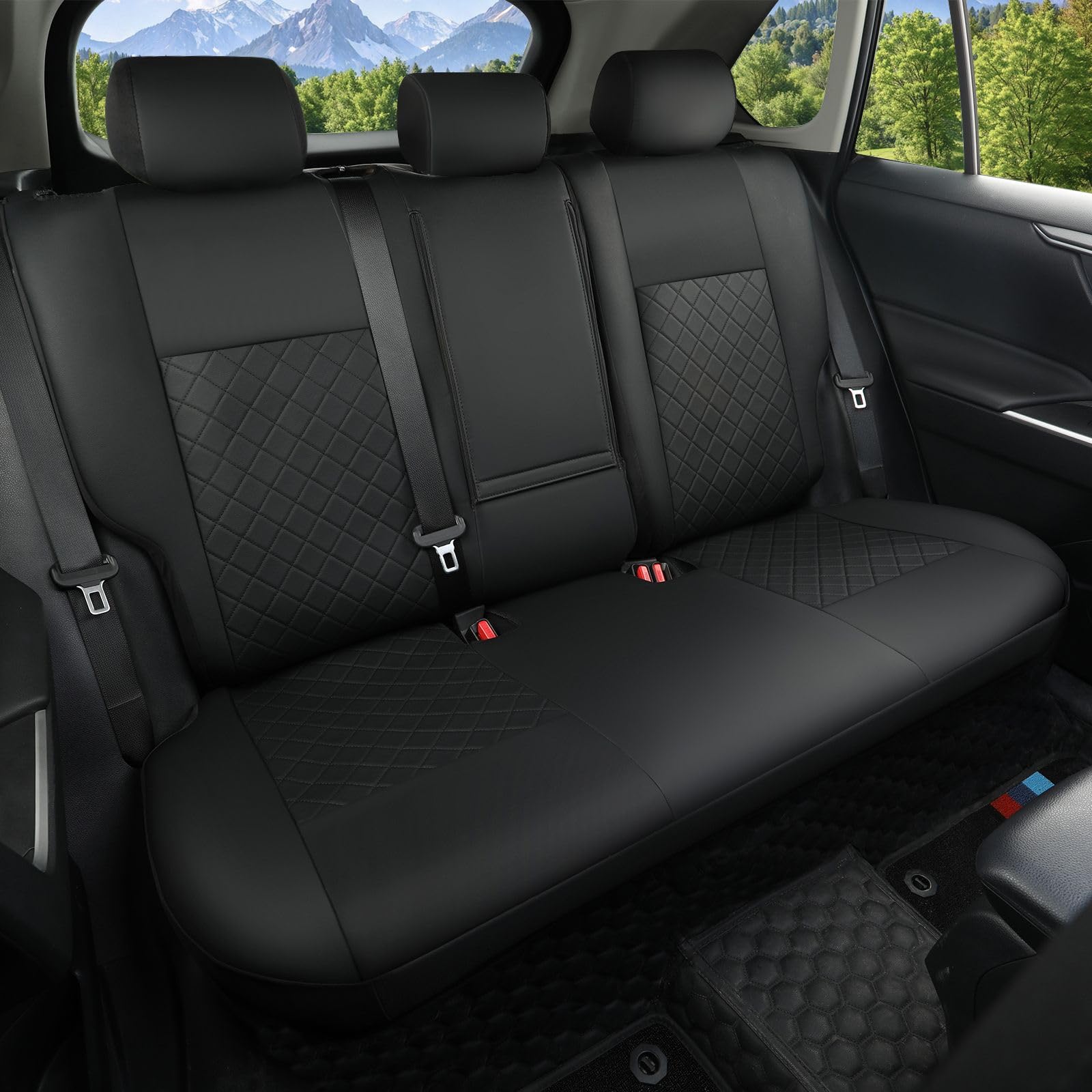 GIANT PANDA Rear Bench Seat Cover (Black)