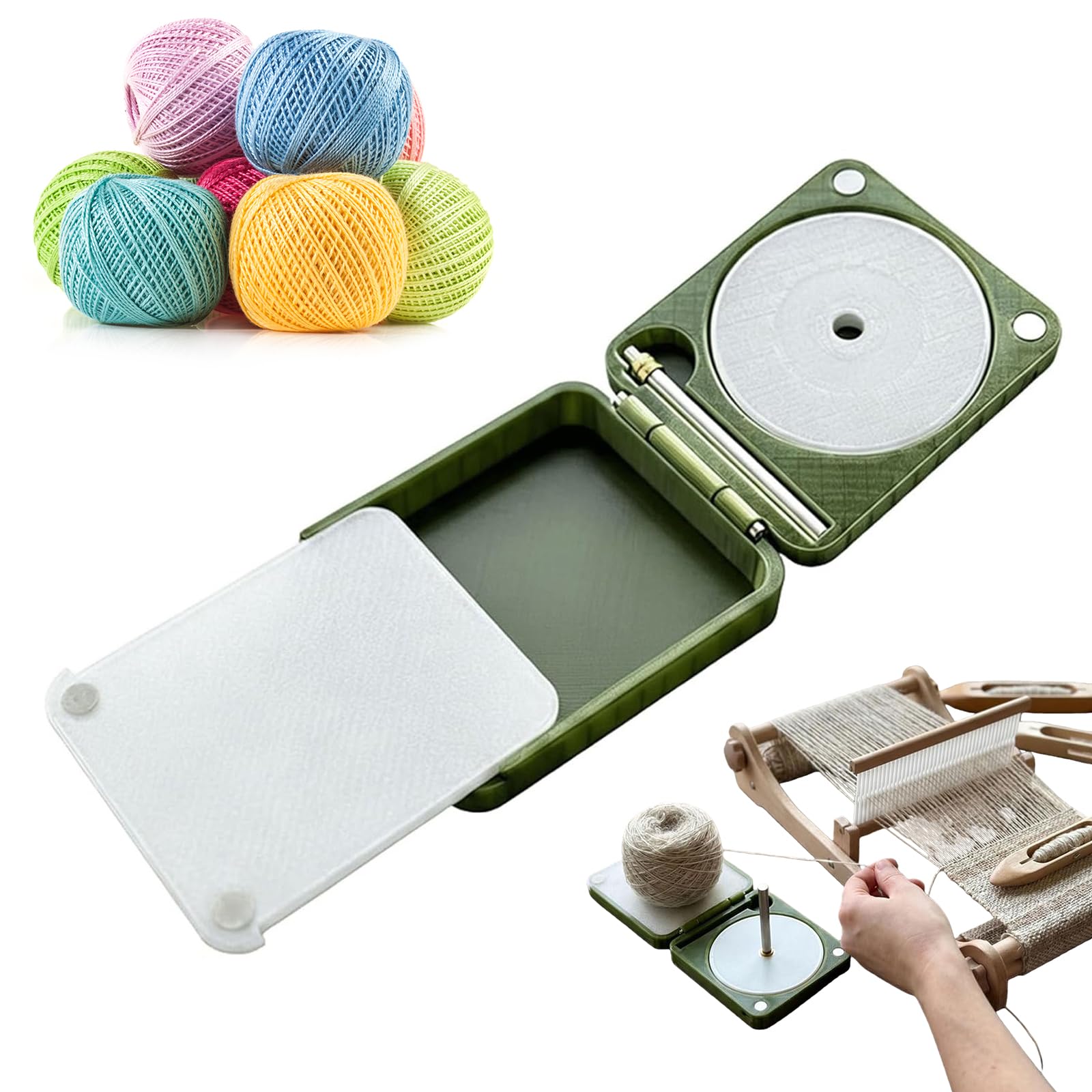 Portable Yarn Holder for Crochet & Knitting, 2026 New Rotating Double Yarn Spinner Dispenser Box, Foldable Travel Yarn Dispenser for Women Beginners Knitters Crocheters Gifts