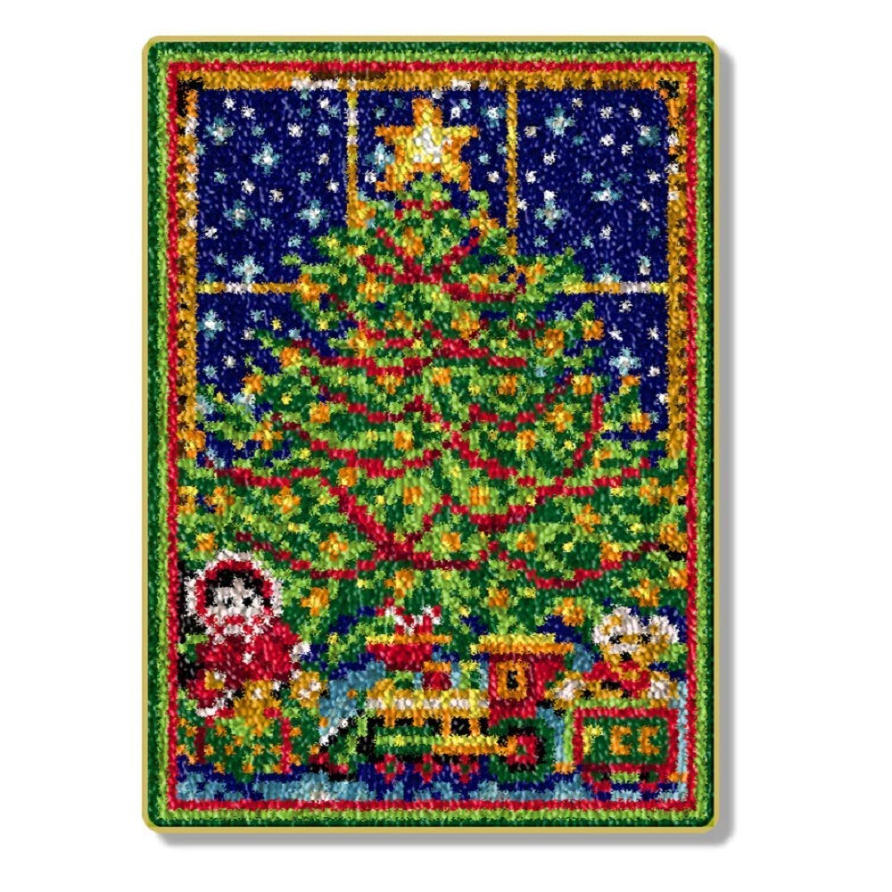 DL-YTG DIY Latch Hook Kits Yarn Kits Rug Pattern Arts and Crafts Crochet Needlework（Christmas Tree：20x15in/52X38CM）