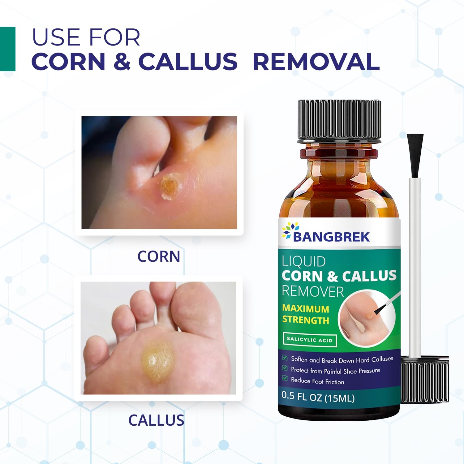 Corn Removers for Toes: Liquid Salicylic Acid Corn Removal for Feet - Corn Callus Remover for Feet Extra Strength (0.5 Fl Oz) - Image 4
