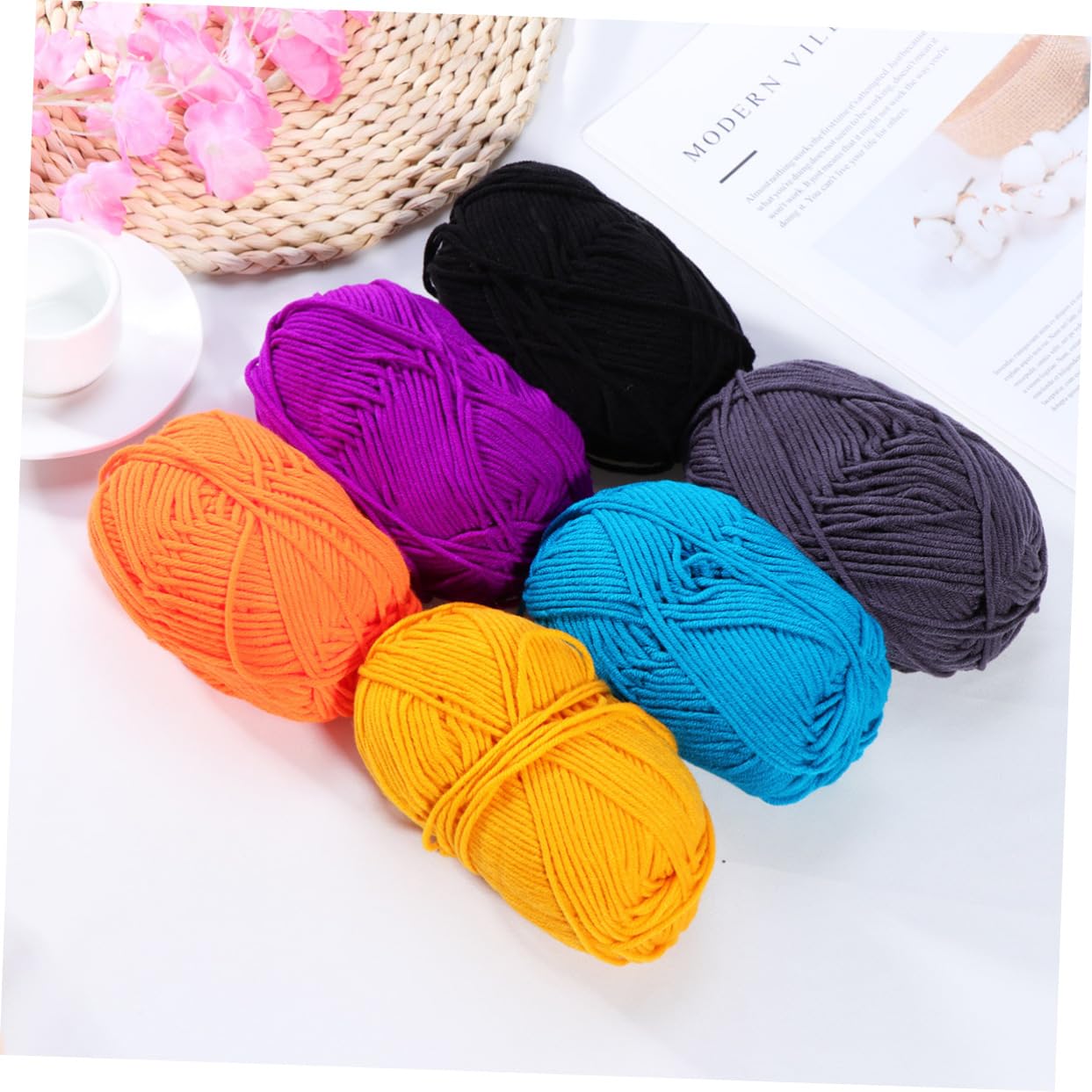 jojofuny Milchbaumwollgarn 12 Stück 50g Dickes Häkel und Strickgarn