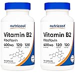 Nutricost Vitamin B2 (Riboflavin) 400mg, 120 Capsules (2 Bottles)