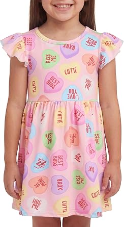 Unique Baby Girls Short Sleeve Everyday Printed Dresses for Kid and Toddler, Sizes 2T-12Y