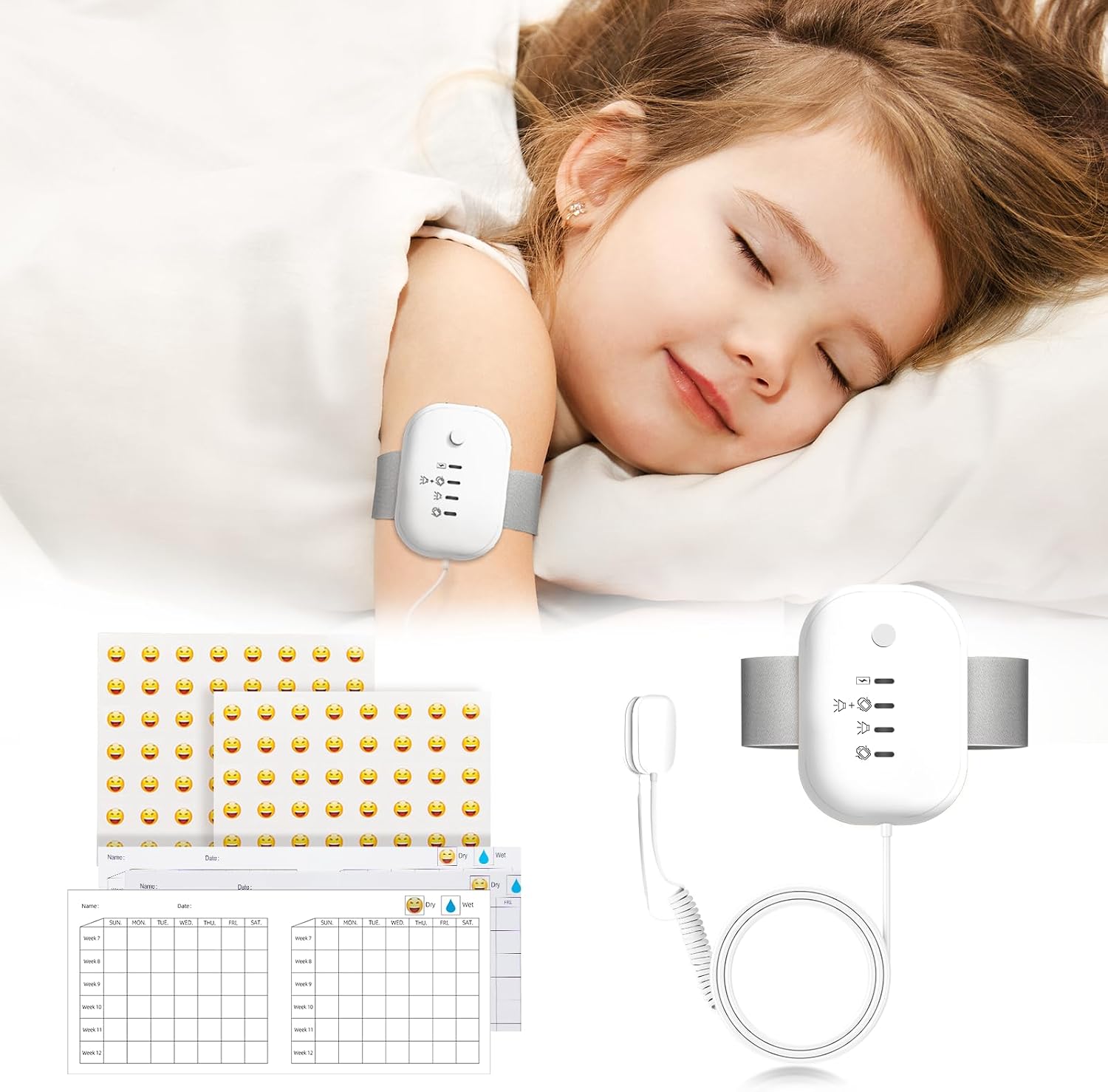 Bed Wetting Alarm for Boys and Girls: USB Rechargeable, 3 Reminder Modes, Bedwetting Alarms with High Sensitivity Sensor, Loud Sound and Strong Vibration, Proven Solution for Bedwetters (Blue)