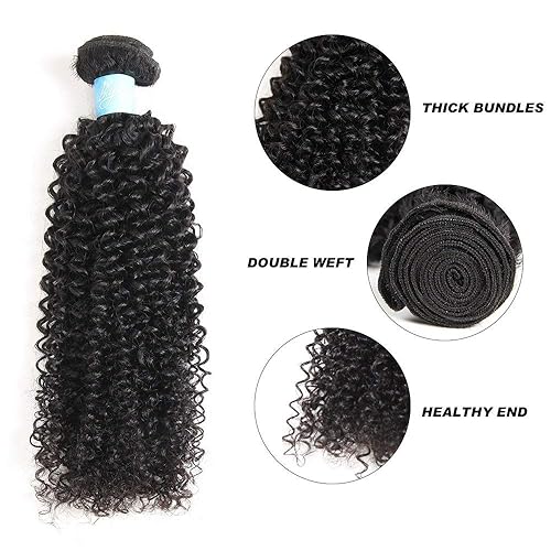 Miniatura 2 de BLY Extensiones de cabello humano rizado mongol 7A, 22 pulgadas, trama de tejido de cabello sin procesar para mujeres negras, color natural