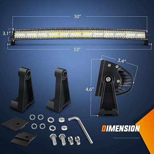 Miniatura 2 de Nilight Barra de luz LED de 50 pulgadas curvada triple fila luz de trabajo LED 384 chips LED luces de conducción LED de alta potencia luces