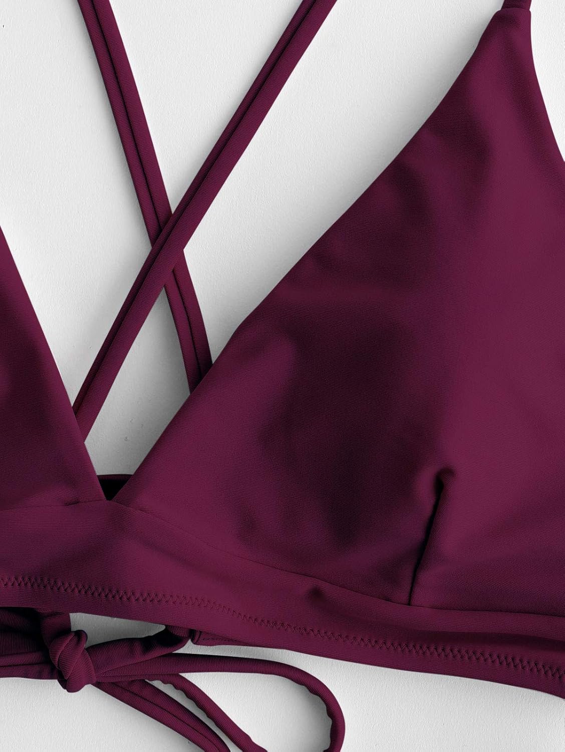 ZAFUL Women's Back Lace-up Swimsuit Flower Print Cheeky Thong Bikini (L, Flower & Purplish Red)