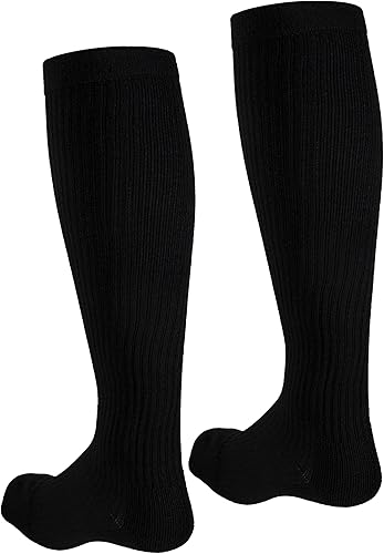 Vista 36 de NuVein Calcetines de compresión, soporte de 15-20 mmHg para hombres, pie acolchado acolchado, altura a la rodilla, puntera cerrada, blanco, XL