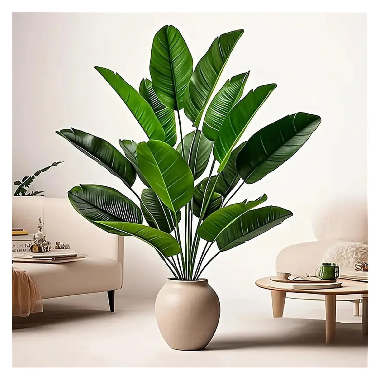 Künstliche Tannenzweige 1 Stück 24 Blätter Künstlicher Bananenbaum Gefälschte Palmblätter Monstera Blatt Große Tropische Palme Real Touch Grüne Pflanze Wohnkultur(18 Leaves-80cm)
