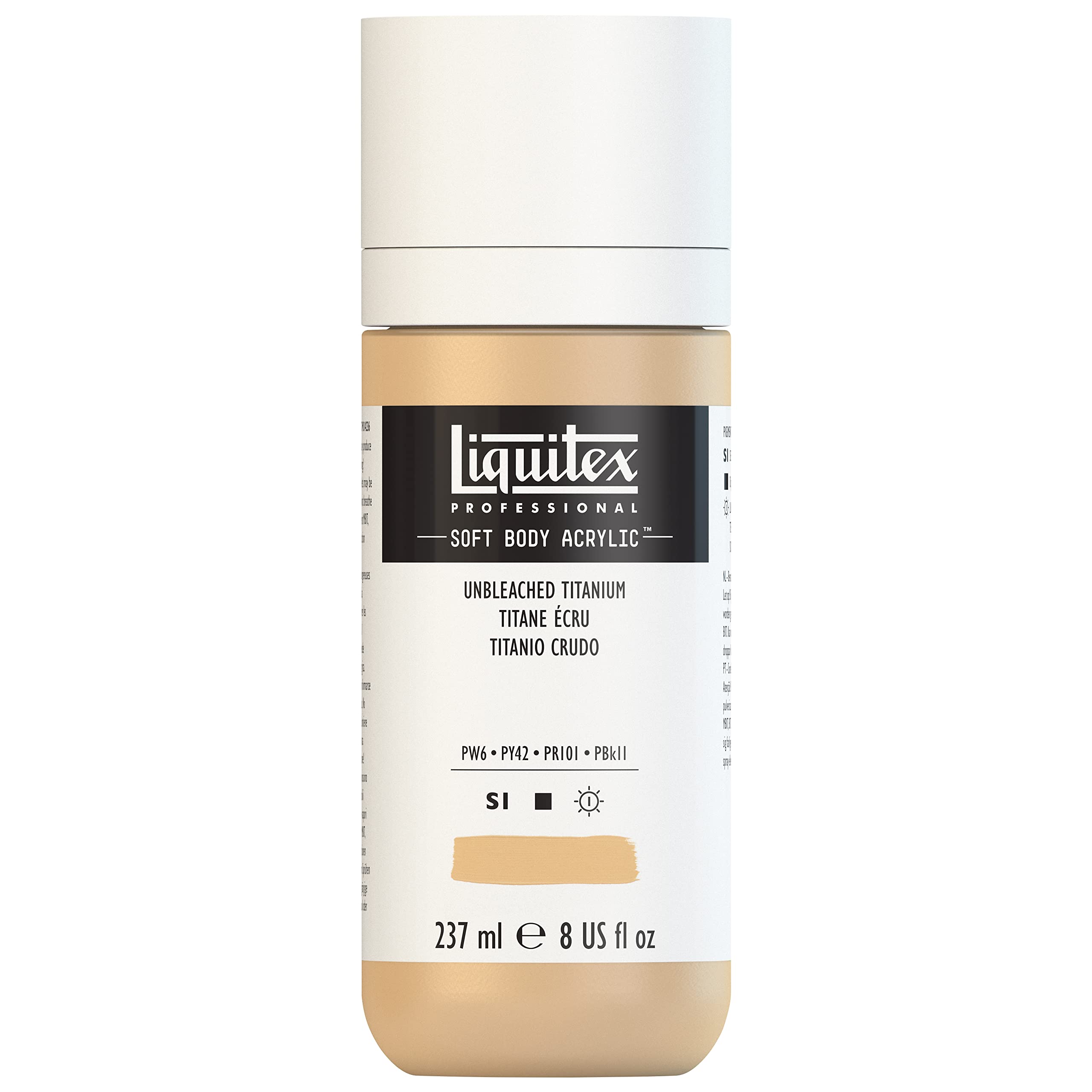Liquitex 1923434 Professional Acrylic Paint Soft Body - Artist Paint in Creamy Opaque Consistency, High Pigmentation, Lightfast and Ageing Resistant, 237 ml Bottle - Unbleached Titanium
