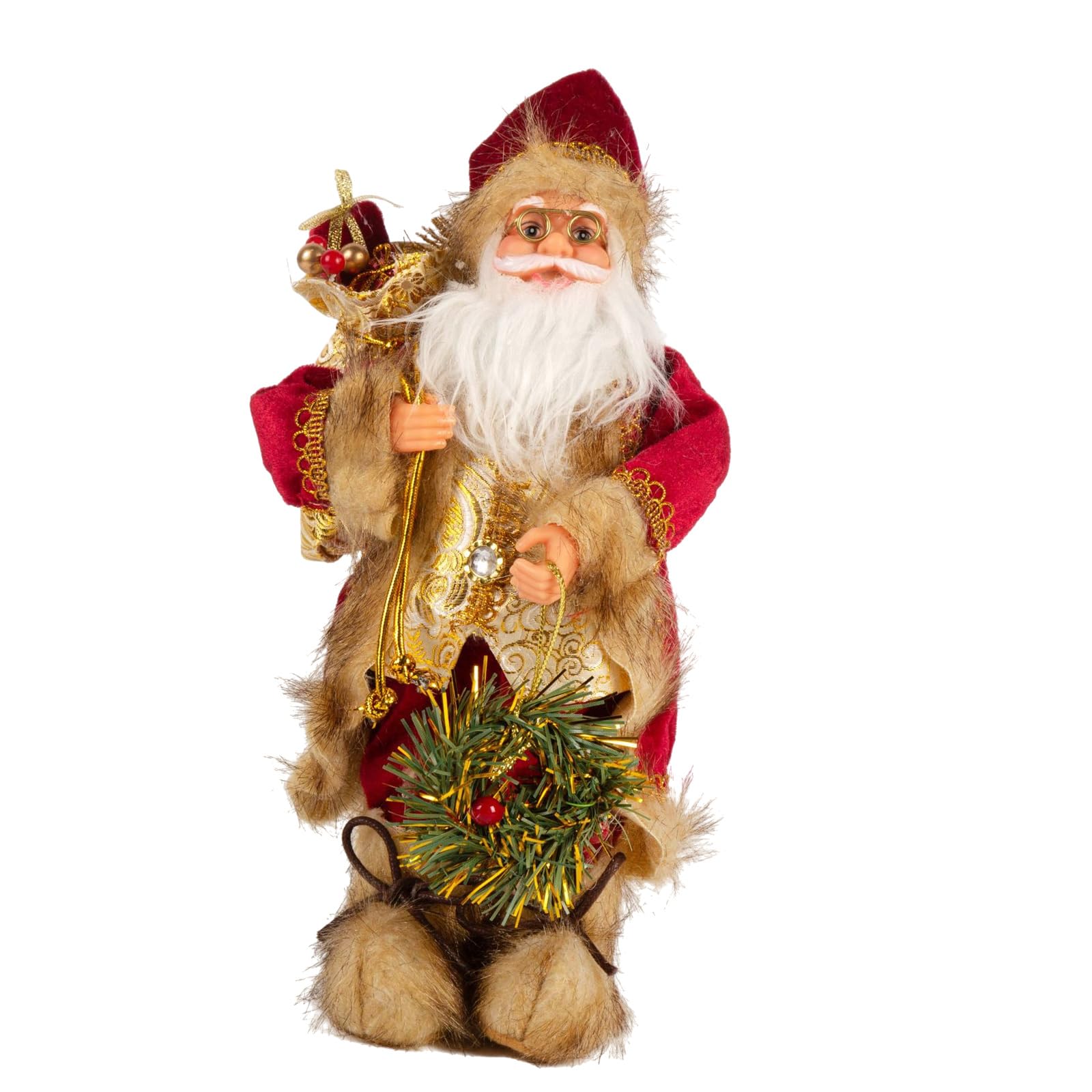 Kalttoy Christmas Ornament Funny Santa Figurine Holding Gift Bag Statue Ornament for Festival Holiday Party Tabletop Decors Festival Santa Decoration