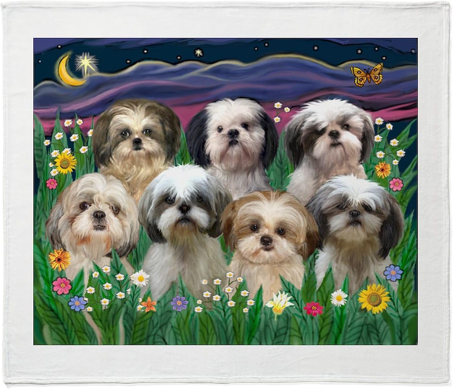 CafePress 7 Shih Tzus in Moonlight Throw Blanket Super Soft Fleece Plush Throw Blanket, 60"x50"
