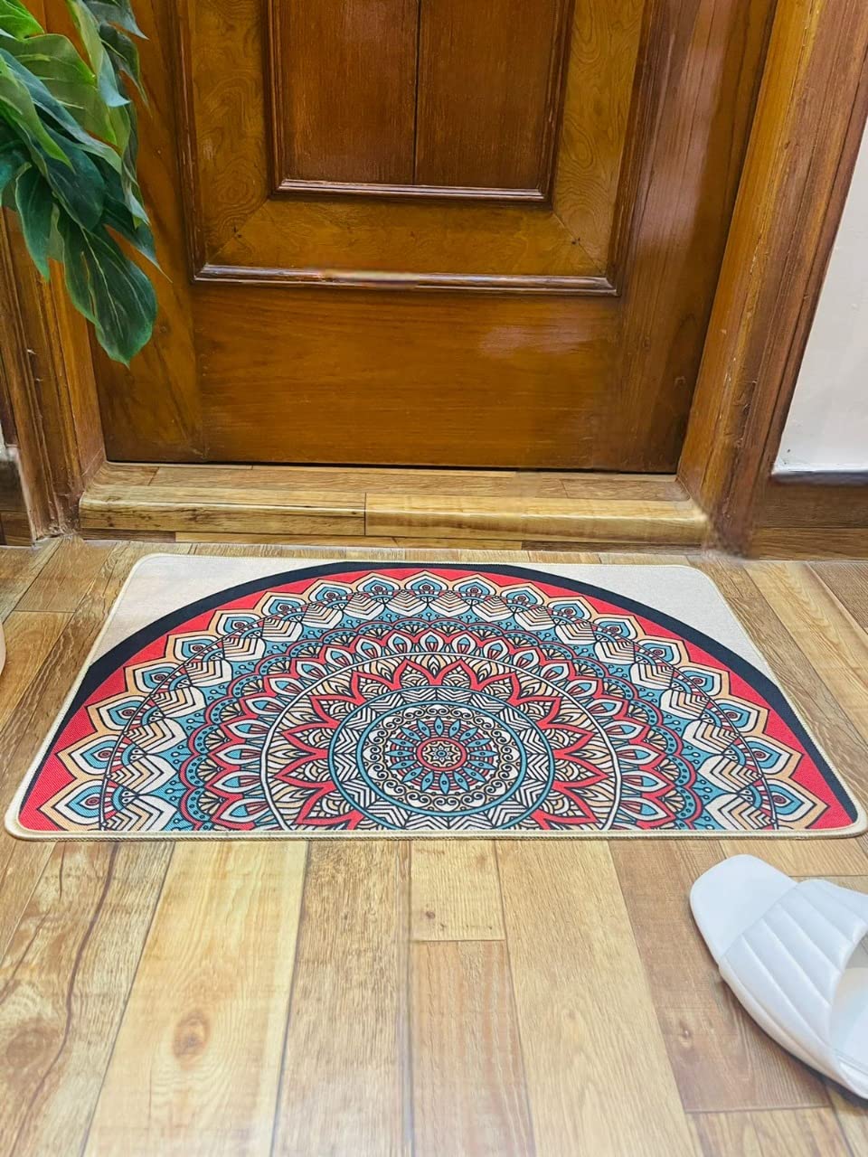 A Cube Luxury Solution Natural Jute Doormat, Anti-Skid PVC Printed Rug with Circle Print Imprint in Multicolor for Indoor, Outdoor, Home and Office 40 x 60cm (Multicolor)