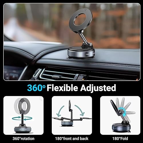 Miniatura 3 de Soporte magnético de teléfono para automóvil con ventosa reforzada de 360, soporte de teléfono para teléfono celular MagSafe para iPhone y Samsung,