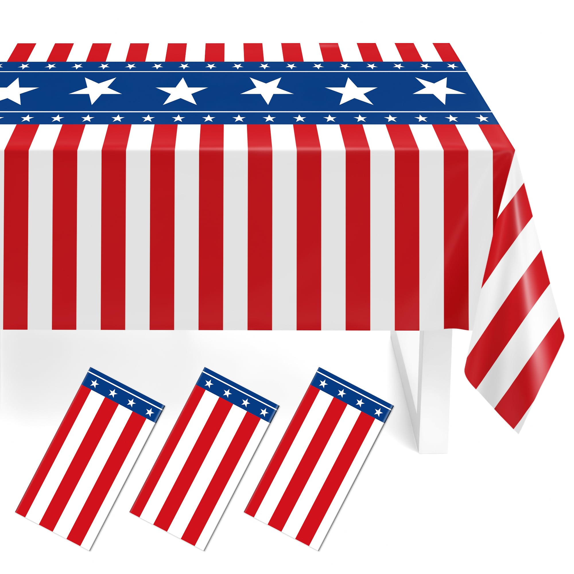 3 Pack Patriotic Tablecloths,American Flag Tablecloth,Patriotic Decorations