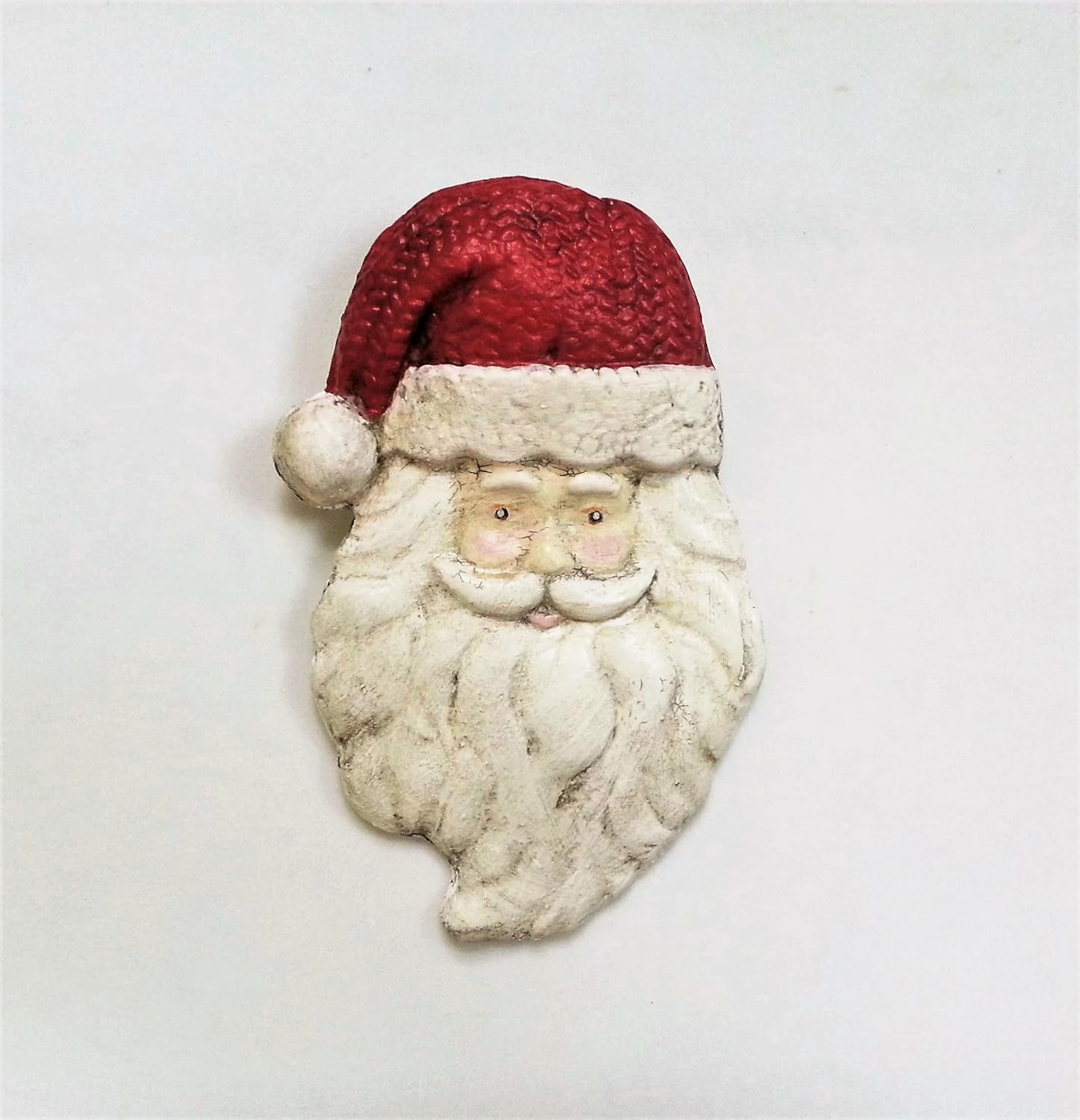 Santa Claus Face Wall Hanging Sculpture, Original Handmade