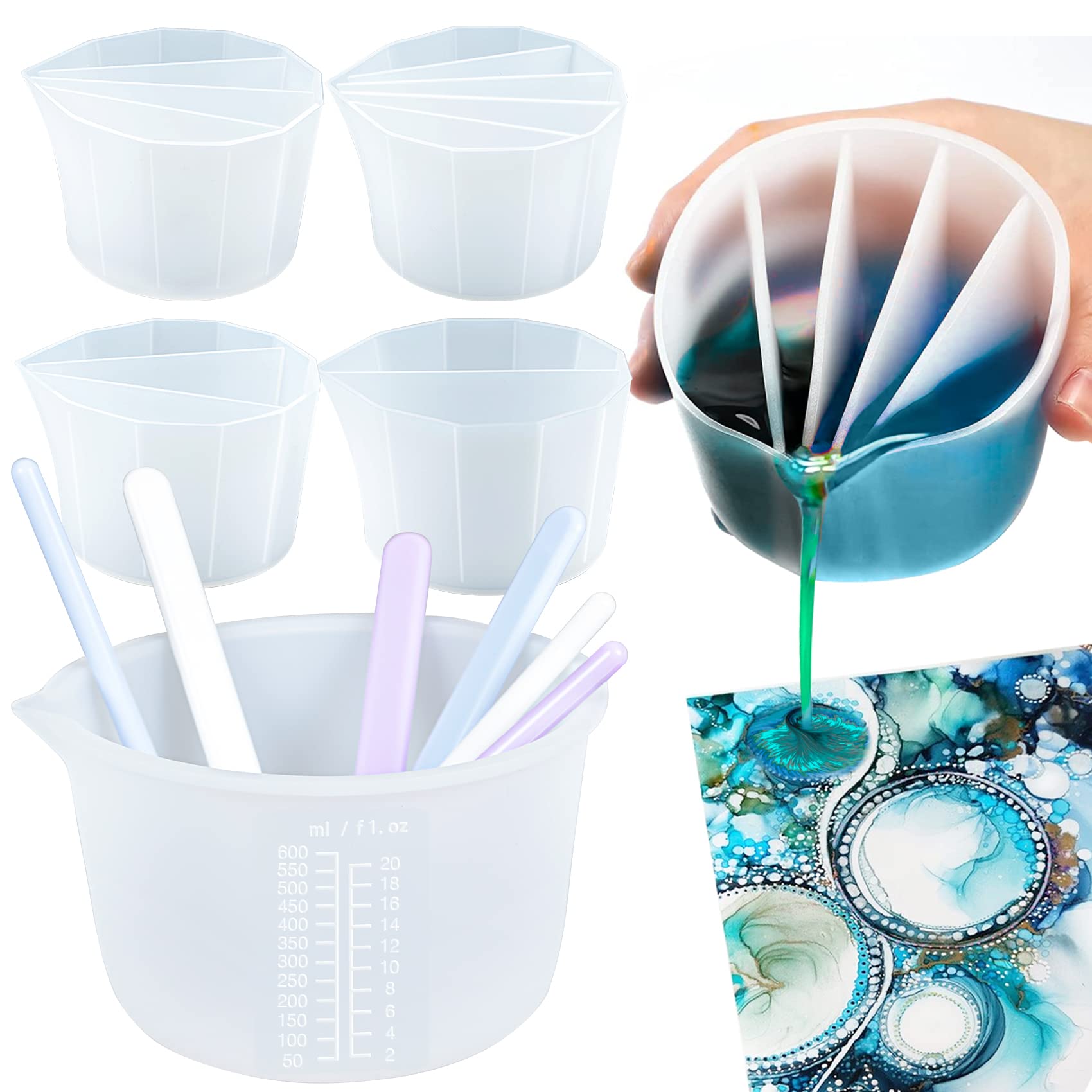 Gobelet fendu en silicone pour peinture acrylique et art fluide