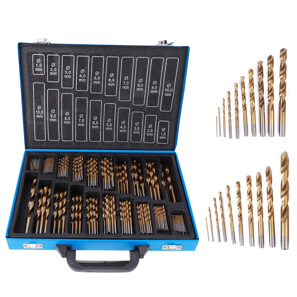 Juego de Brocas Helicoidales con Revestimiento de Ti Acero Inoxidable Brocas Helicoidales Alta Dureza y Resistencia Al Desgaste 20 Tamaños Juego 1 Mm a 13 Mm