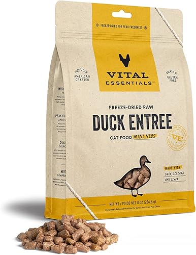 Vital Essentials Alimento crudo liofilizado para gatos, plato de pato, 8 onzas