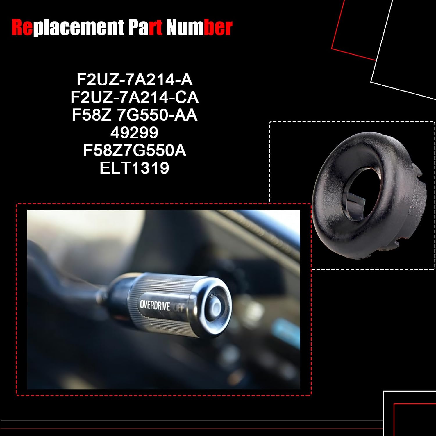 AUCERAMIC Transmission Overdrive Shift Button Cap Fit 1999-2001 for Ford F150 F250 F350 F450 F550 Super Duty 1992-2002 for E150 E250 E350 Econoline Vans 1995-1998 for Windstar F2UZ-7A214-A