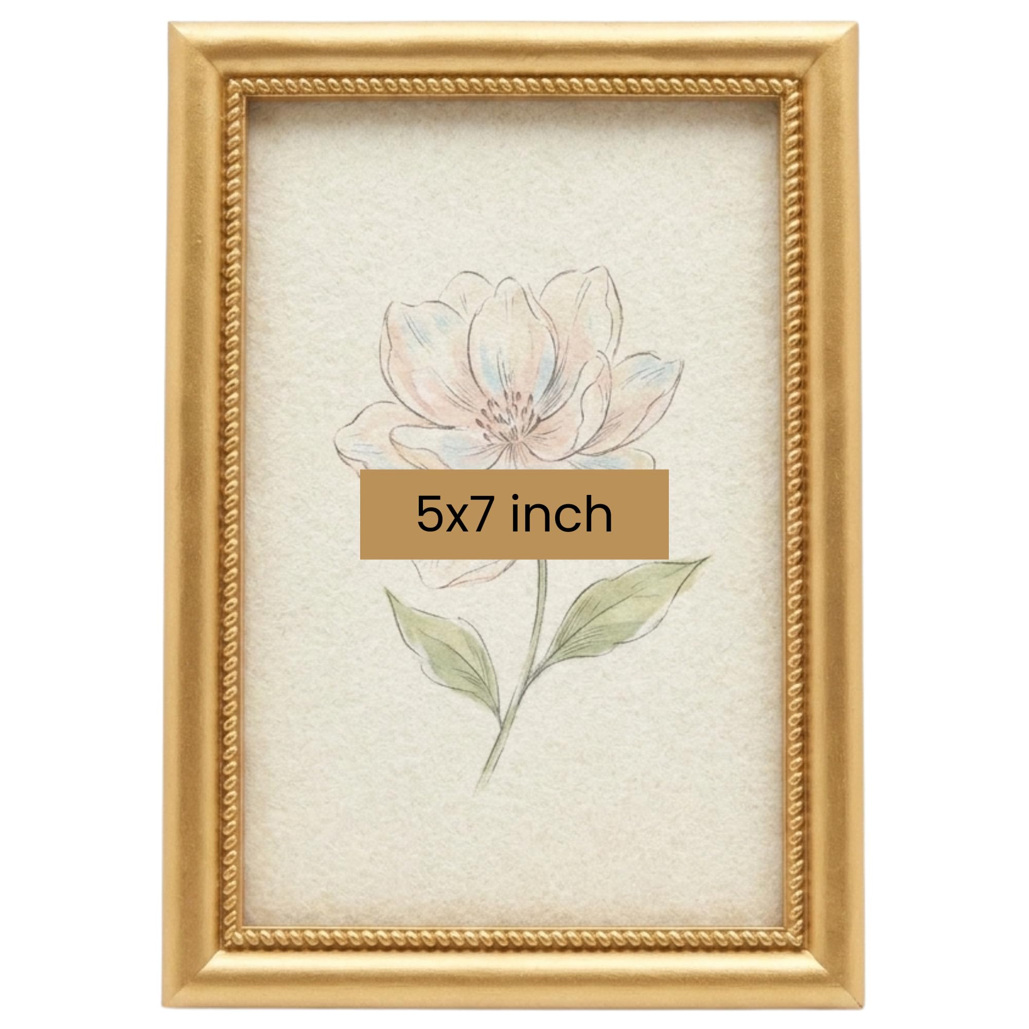 Concepts Gold ( Pack Of 1) Pack Of 1-5X7 Decorative Twist Rope Resin Photo Frame | Elegant Gold Picture Frame For Desk, Shelf & Home Décor