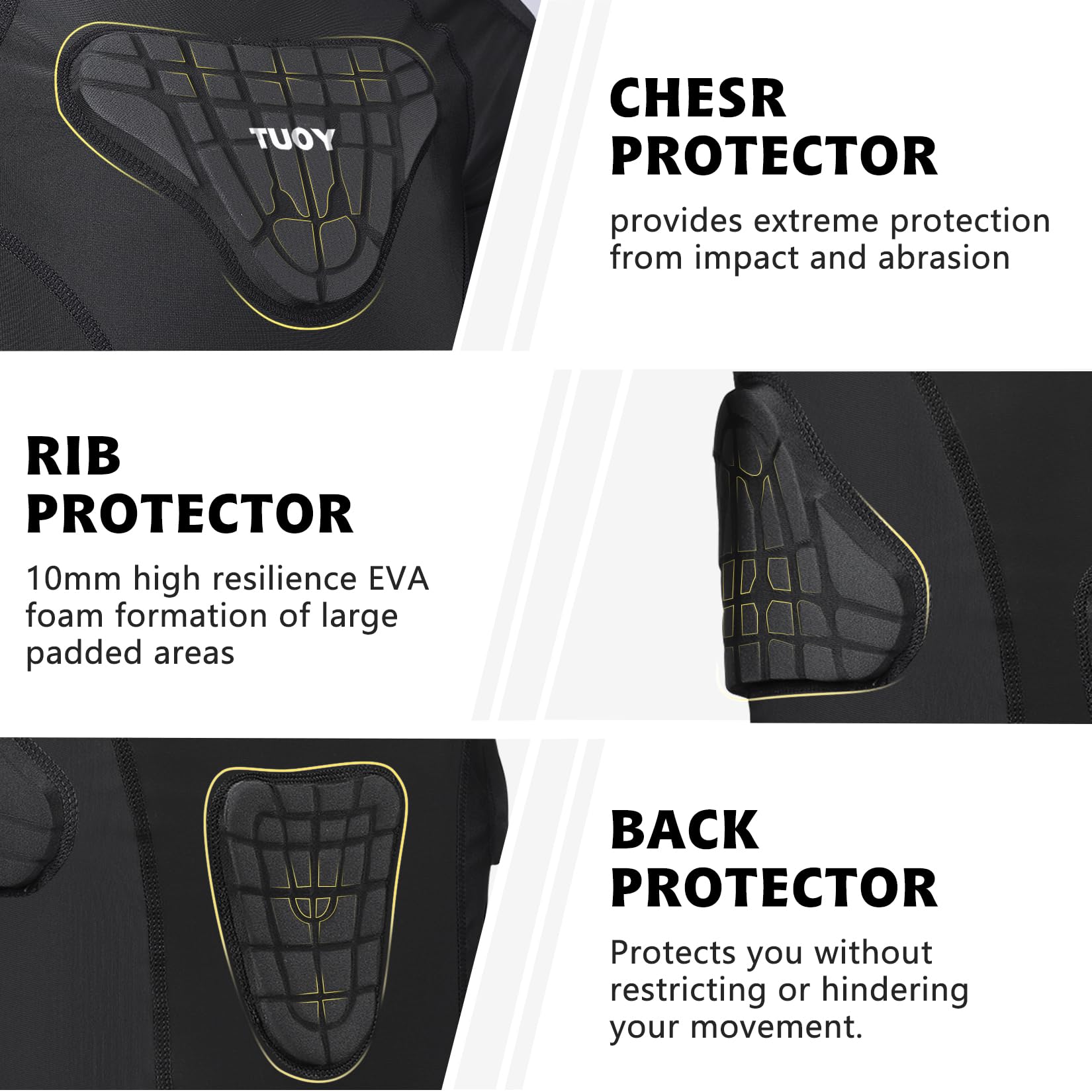 Protezione per le costole da calcio, per paintball, baseball, imbottita, a compressione, per bambini e ragazzi