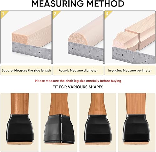 Miniatura 16 de BALEINE - Protectores de silicona para patas de silla, tapas protectoras de patas de taburete, tapas antideslizantes para patas de silla para suelos