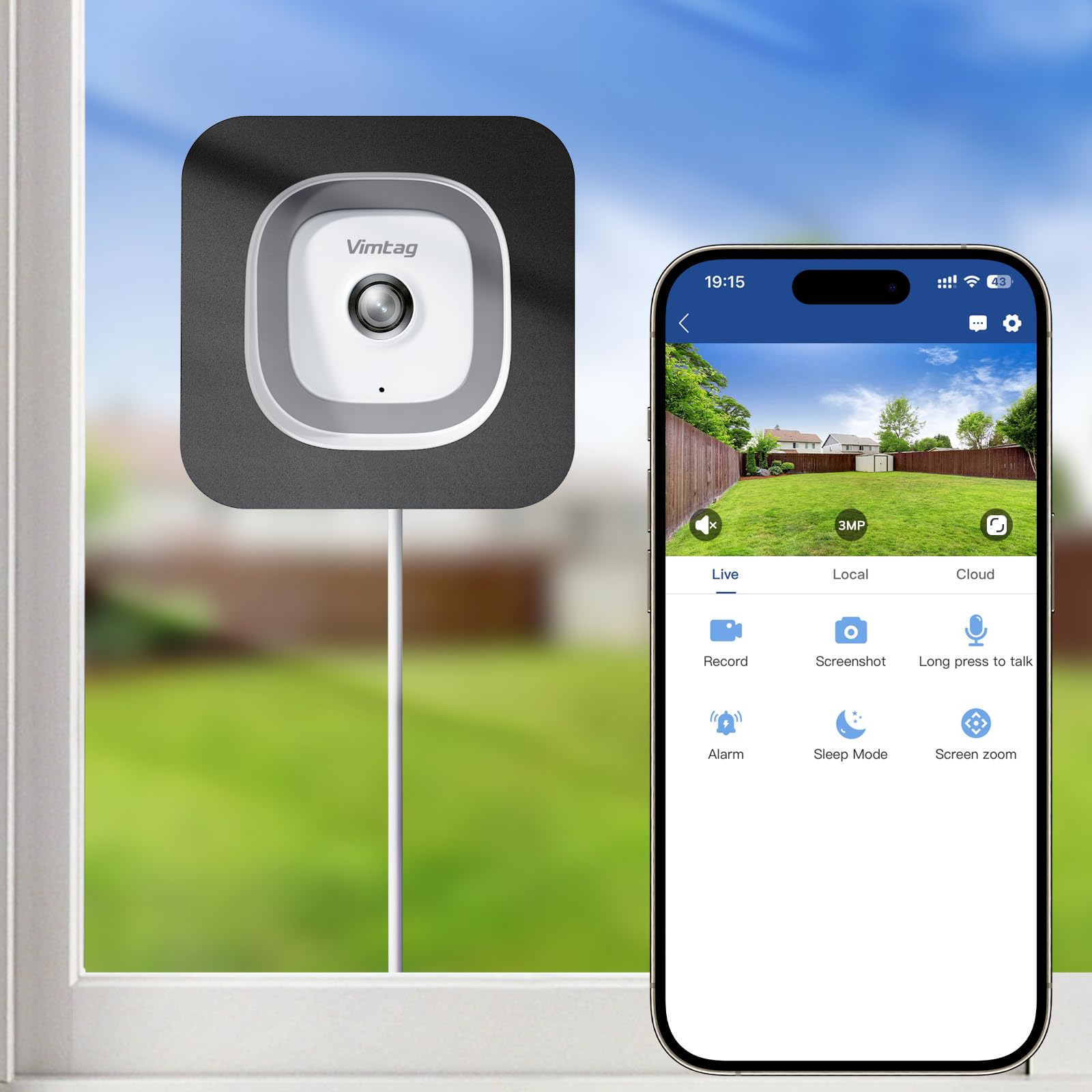 Vimtag No Drill 2K Window Camera with Angled Mount,5/2.4GHz WiFi Indoor Camera for Home Security for Outdoor Monitoring, Anti-Glare Colour Night Vision, 24/7, Free Human/Car/Pet Detection, Alexa