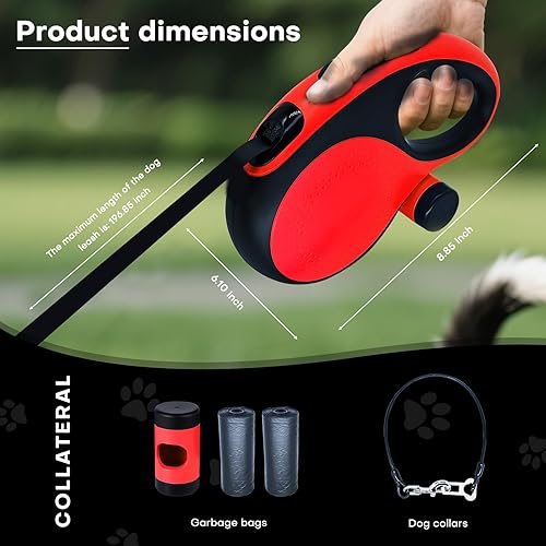 Miniatura 3 de Correa retráctil para perro con cable a prueba de mordidas, correa resistente de 26 pies para perros medianos y grandes de hasta 110 libras, 360 sin