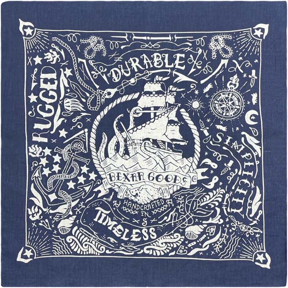 Bycc Bynn 4-Pack 100% Cotton Bandana Set, Vintage Graphic Print, 22x22 inches - Image 5