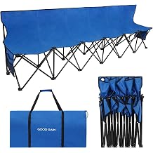 G GOOD GAIN Portable Soccer Bench,Team Bench Soccer 6 Seats with Bag,Blue