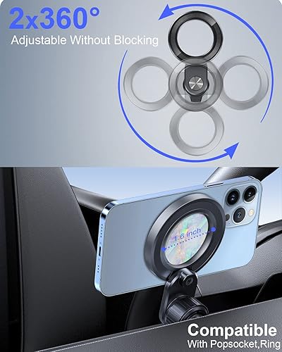 Miniatura 2 de OQTIQ Compatible con soporte de teléfono MagSafe Vent [solución de ventilación redonda] Soporte magnético para teléfono para automóvil