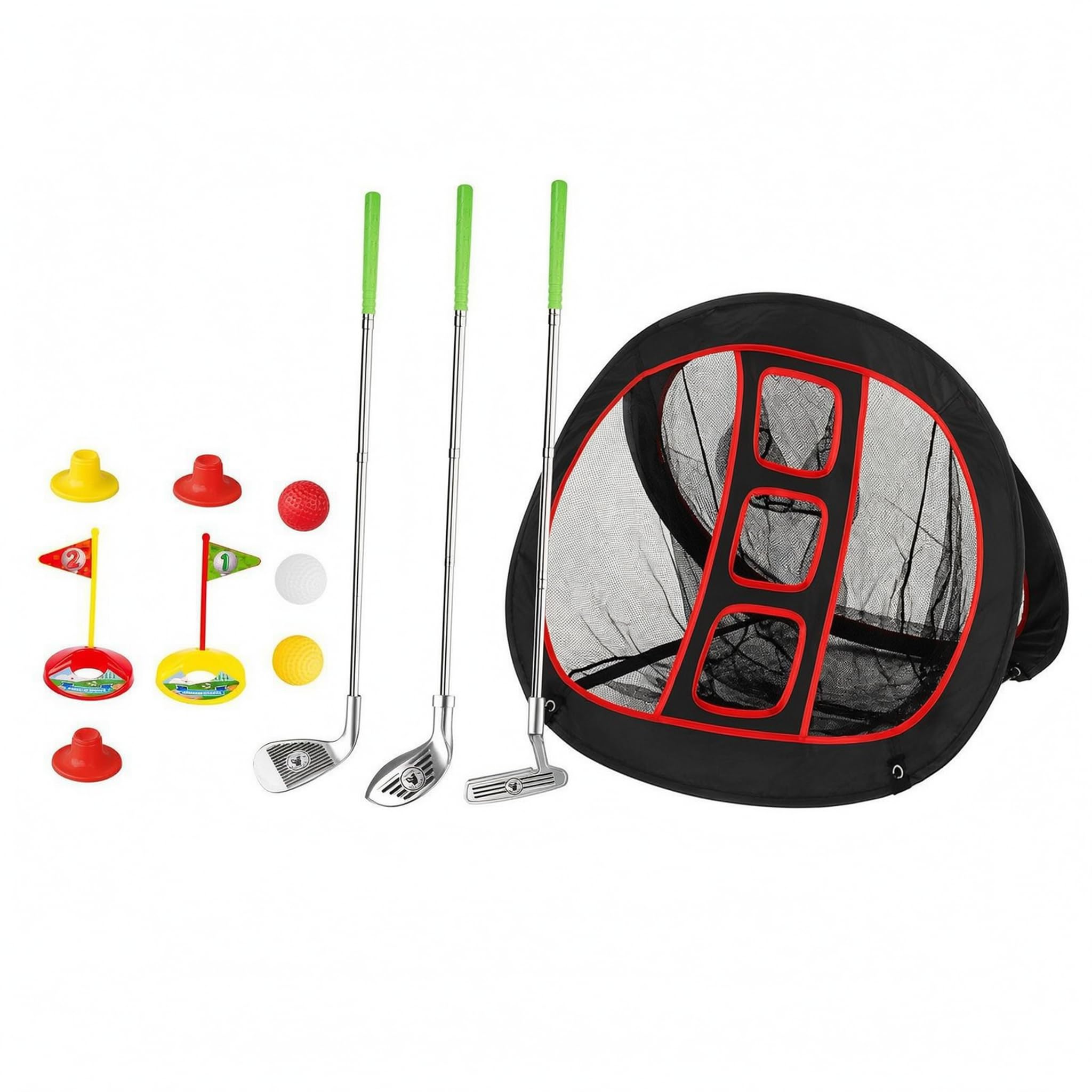Set da Golf per Bambini, Mini Golf 3 Palline, Regalo, Giocattolo Sportivo Educativo, per Giardino E Interni, Montaggio Immediato, Portatile,