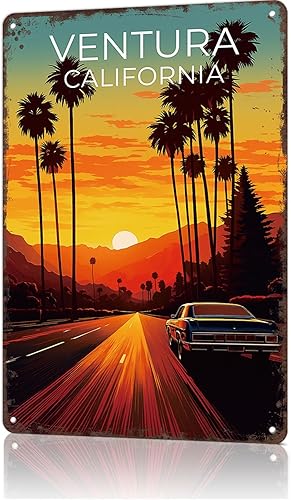Funny Metal Sign Ventura Vintage Route 66 Poster Wall Art Tin Signs For Home Man Cave Office Bedroom Wall Decor 8x12inch