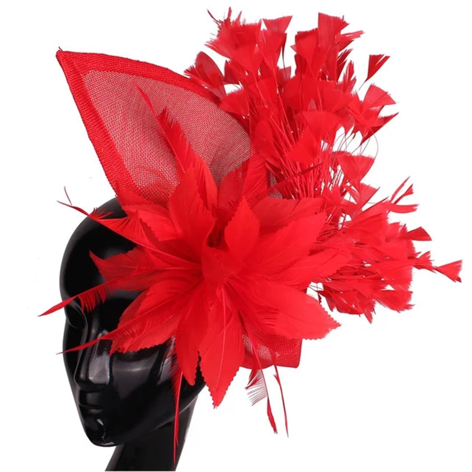 UALXPAO Wedding Hats Gorgeous Fascinator Hat With Clips Elegant Women Fancy Feathers Wedding Hats Bridal Hair Accessories Lady Millinery for Tea Party,Weddings(Red)