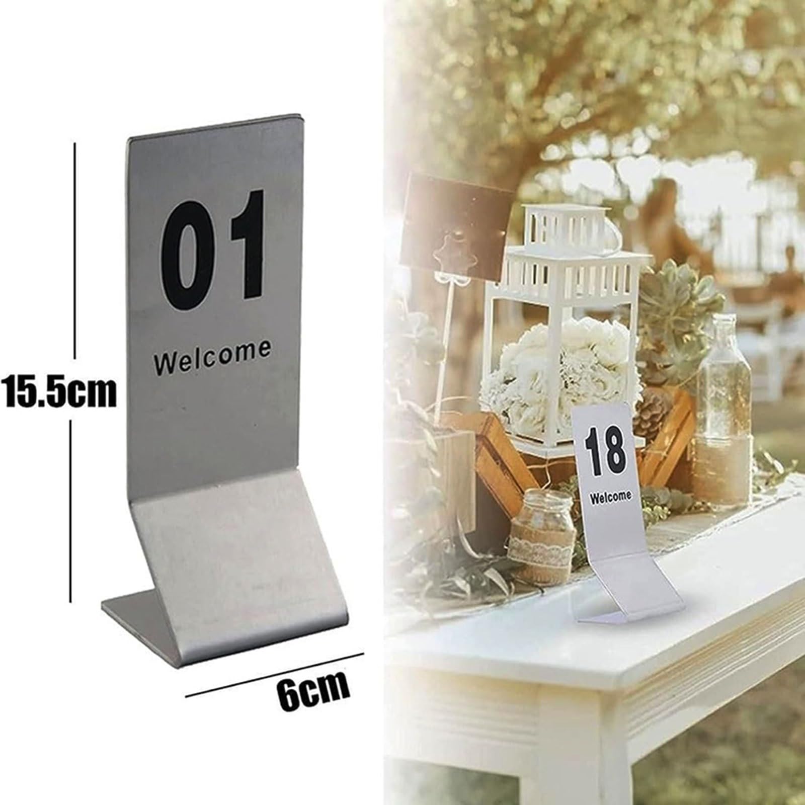 Tischnummern aus Edelstahl, langlebig, elegante Beschilderung für Event-Dekoration, Hochzeiten, Restaurants, leicht zu reinigen, rostbeständig, modernes Display,